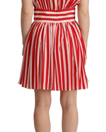 Dolce & Gabbana Red White Stripes Silk Mini A-line Dress