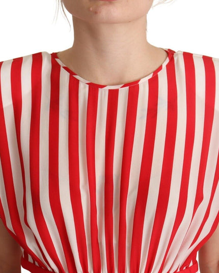 Dolce & Gabbana Red White Stripes Silk Mini A-line Dress
