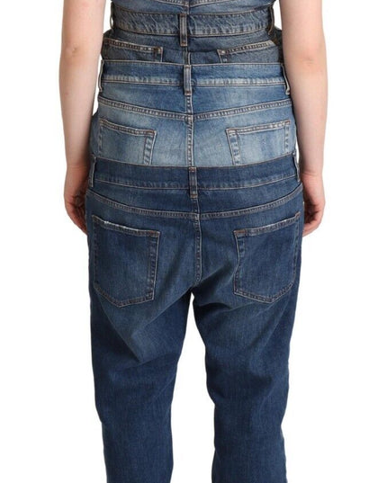 Dolce & Gabbana Dark Blue Cotton Strapless Denim Jumpsuit Dress