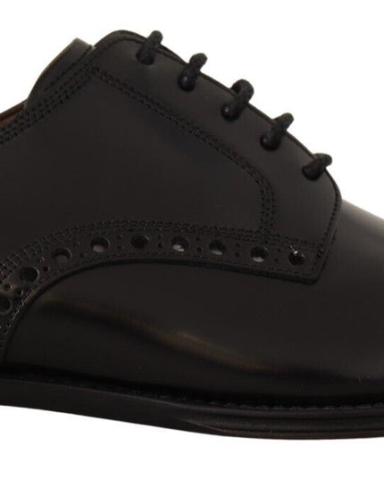 Dolce & Gabbana Black Leather Wingtip Mens Formal Derby Shoes