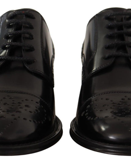 Dolce & Gabbana Black Leather Wingtip Mens Formal Derby Shoes