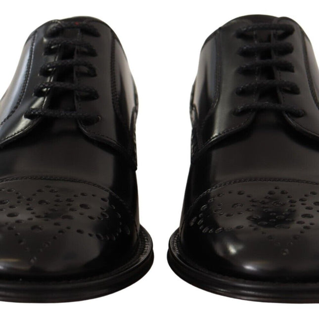 Dolce & Gabbana Black Leather Wingtip Mens Formal Derby Shoes