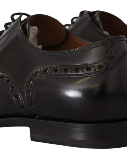Dolce & Gabbana Black Leather Wingtip Mens Formal Derby Shoes