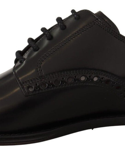 Dolce & Gabbana Black Leather Wingtip Mens Formal Derby Shoes
