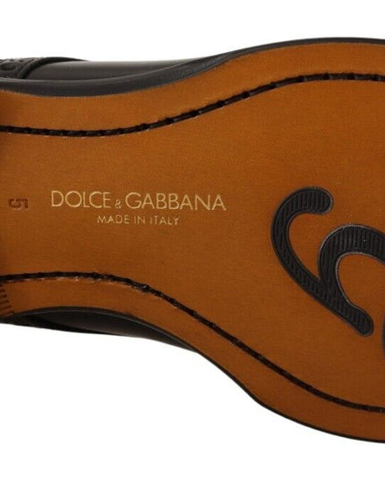 Dolce & Gabbana Black Leather Wingtip Mens Formal Derby Shoes
