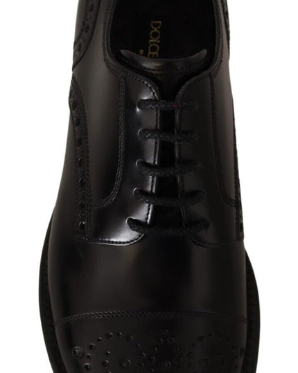 Dolce & Gabbana Black Leather Wingtip Mens Formal Derby Shoes