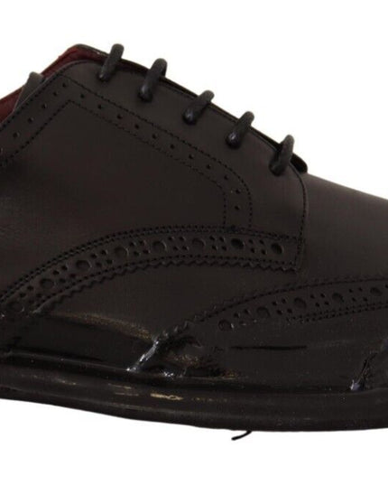 Dolce & Gabbana Black Leather Oxford Wingtip Formal Derby Shoes