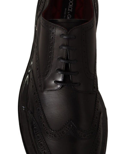 Dolce & Gabbana Black Leather Oxford Wingtip Formal Derby Shoes