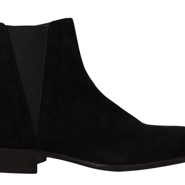 Dolce & Gabbana Black Suede Leather Chelsea Mens Boots Shoes
