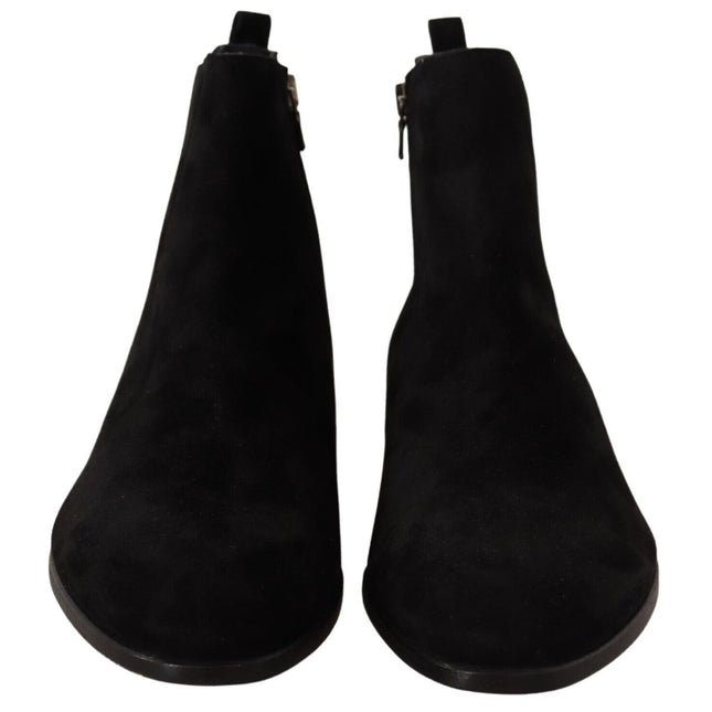 Dolce & Gabbana Black Suede Leather Chelsea Mens Boots Shoes