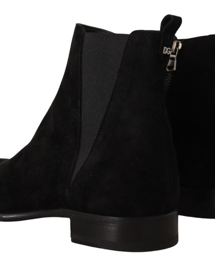 Dolce & Gabbana Black Suede Leather Chelsea Mens Boots Shoes