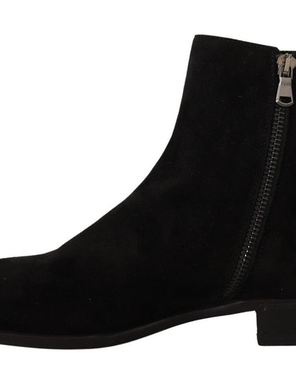 Dolce & Gabbana Black Suede Leather Chelsea Mens Boots Shoes