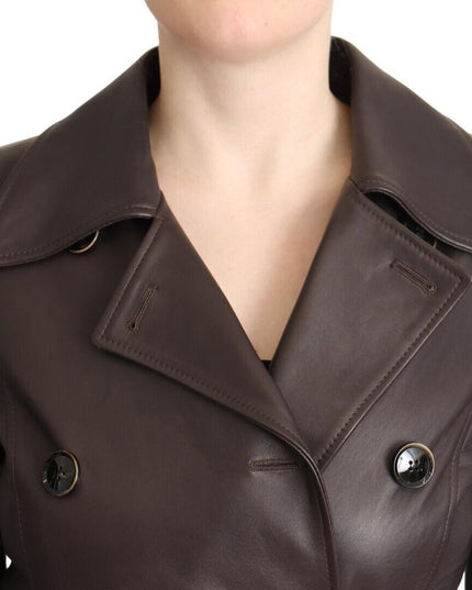 Dolce & Gabbana Dark Brown Leather Long Sleeves Belted Jacket