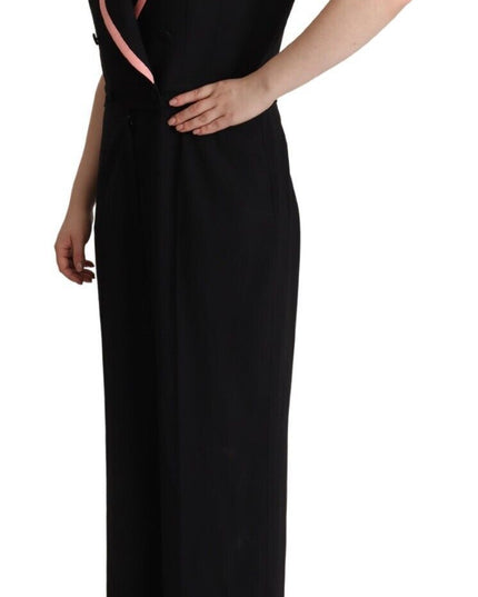 Dolce & Gabbana Black Wool Blend Sleeveless Jumpsuit Dress