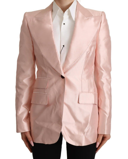 Dolce & Gabbana Pink Satin Long Sleeves Blazer Coat Jacket