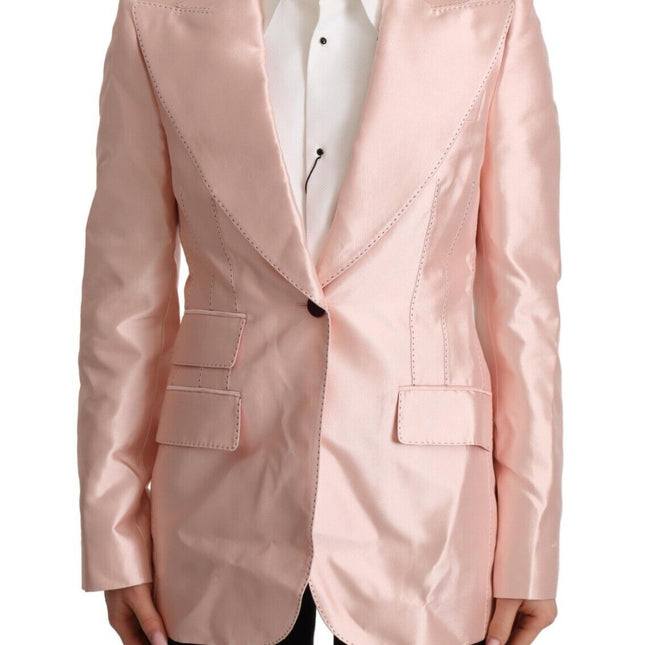 Dolce & Gabbana Pink Satin Long Sleeves Blazer Coat Jacket