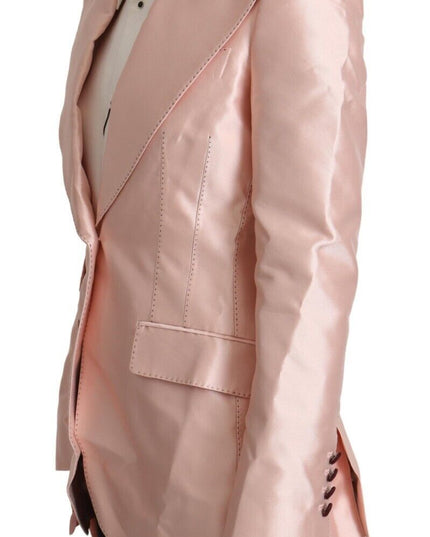Dolce & Gabbana Pink Satin Long Sleeves Blazer Coat Jacket