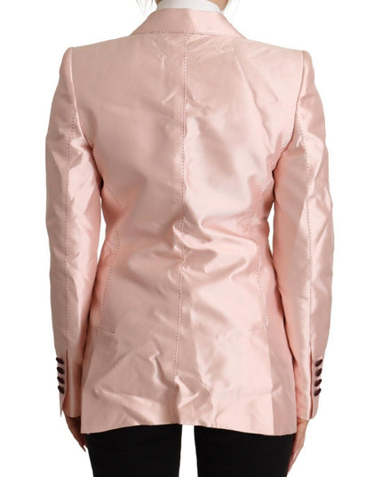Dolce & Gabbana Pink Satin Long Sleeves Blazer Coat Jacket