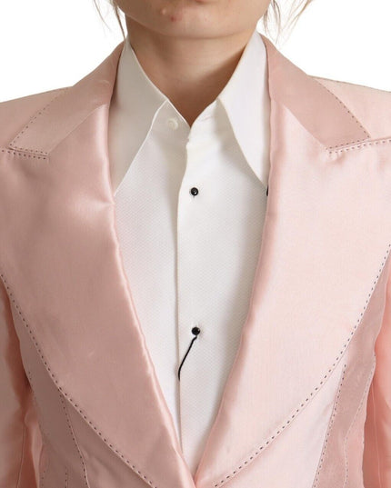 Dolce & Gabbana Pink Satin Long Sleeves Blazer Coat Jacket