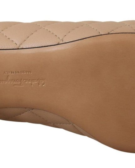 Salvatore Ferragamo Elegant Quilted Leather Pumps in Beige and Black