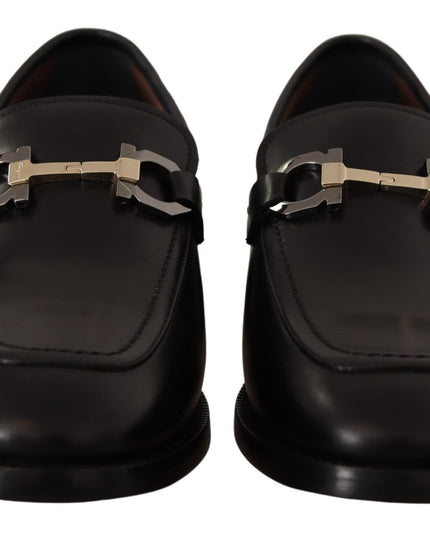 Salvatore Ferragamo Suave Black Leather Gancio Bit Loafers
