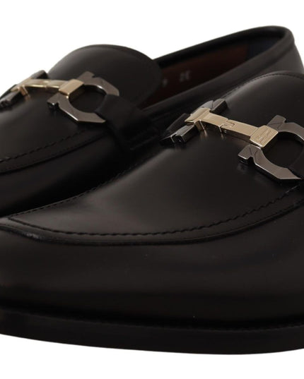 Salvatore Ferragamo Suave Black Leather Gancio Bit Loafers