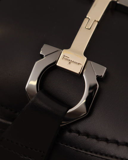 Salvatore Ferragamo Suave Black Leather Gancio Bit Loafers