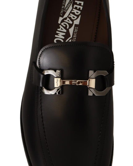 Salvatore Ferragamo Suave Black Leather Gancio Bit Loafers