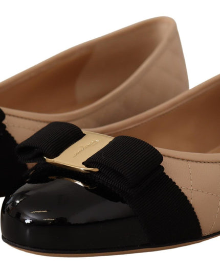 Salvatore Ferragamo Elegant Quilted Leather Flats - Chic Dual-Tone Design
