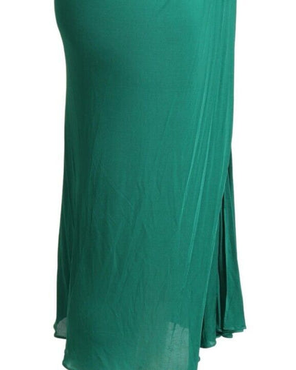 Dolce & Gabbana Dark Green High Waist Midi Pencil Cut Pleated Skirt