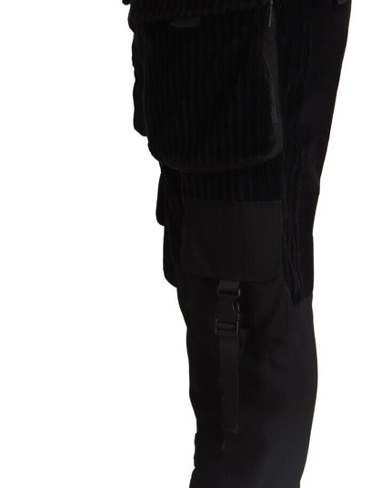 Dolce & Gabbana Black Cotton Skinny Corduroy Cargo Pants