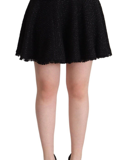 Dolce & Gabbana Black Knitted Nylon High Waist Mini A-line Skirt