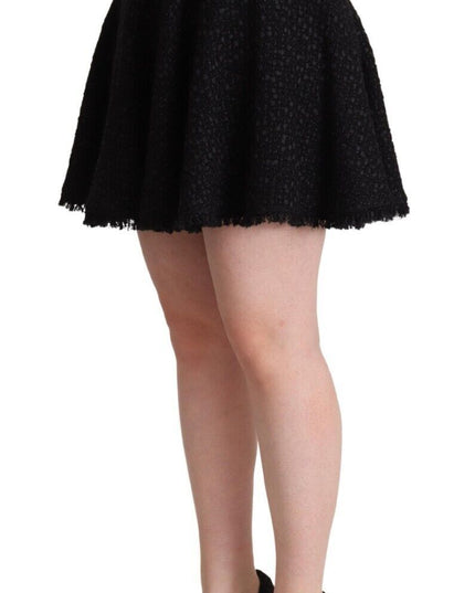 Dolce & Gabbana Black Knitted Nylon High Waist Mini A-line Skirt