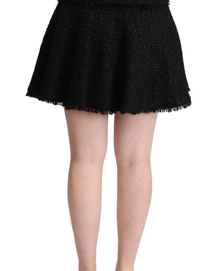 Dolce & Gabbana Black Knitted Nylon High Waist Mini A-line Skirt