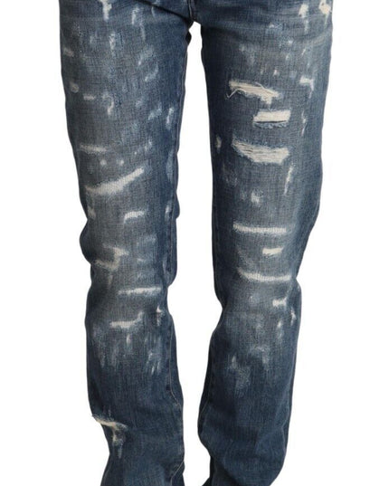 Dolce & Gabbana Blue Distressed Denim BOYFRIEND Skinny Jeans