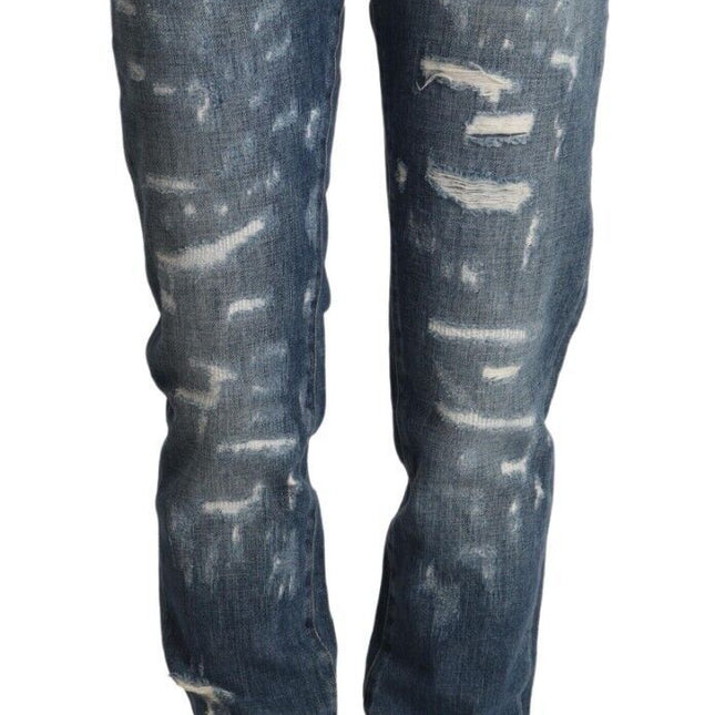 Dolce & Gabbana Blue Distressed Denim BOYFRIEND Skinny Jeans