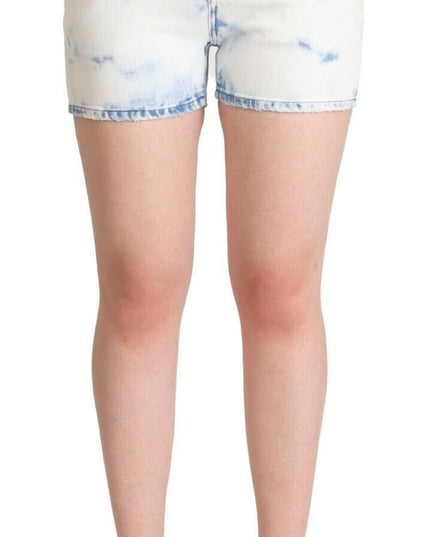 Dolce & Gabbana White Blue Dye Cotton Mid Waist Denim Shorts