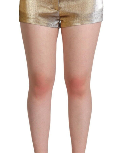 Dolce & Gabbana Metallic Gold Cotton Mid Waist Hot Pants Shorts