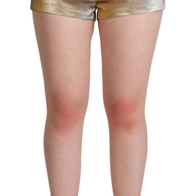 Dolce & Gabbana Metallic Gold Cotton Mid Waist Hot Pants Shorts