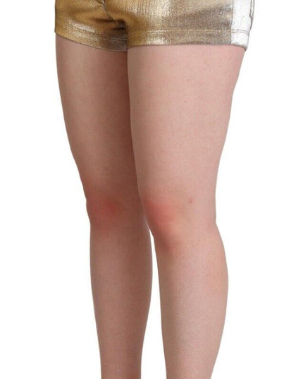 Dolce & Gabbana Metallic Gold Cotton Mid Waist Hot Pants Shorts