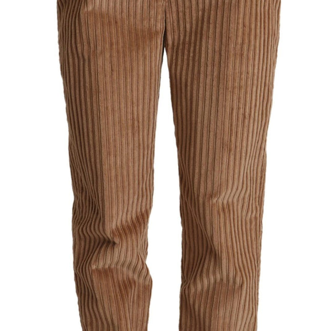 Dolce & Gabbana Brown Corduroy Cotton Trouser Tapered Pants