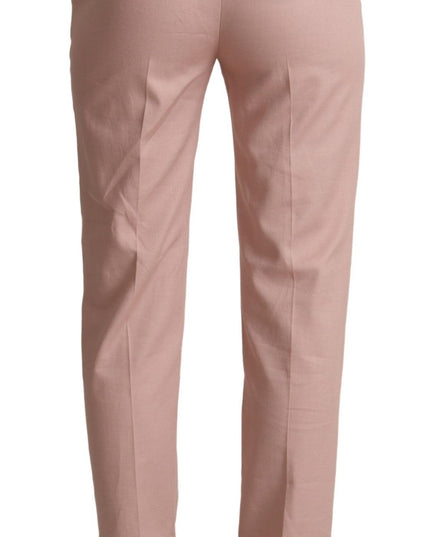 Dolce & Gabbana Pink Cotton Mid Waist Trouser Tapered Pants