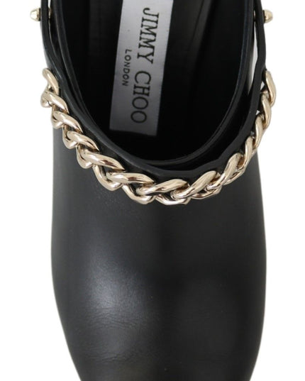 Jimmy Choo Elegant Black Gold Leather Pumps