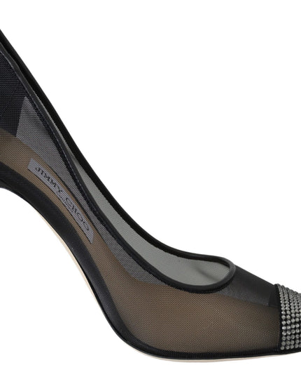 Jimmy Choo Elegant Black Mesh Crystal Pumps
