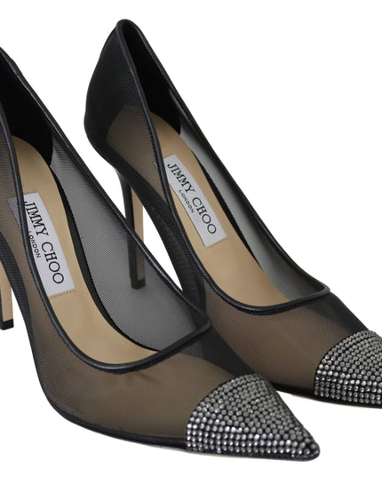 Jimmy Choo Elegant Black Mesh Crystal Pumps