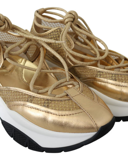 Jimmy Choo Golden Glamour Mesh Leather Sneakers