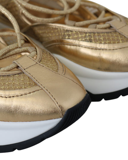 Jimmy Choo Golden Glamour Mesh Leather Sneakers
