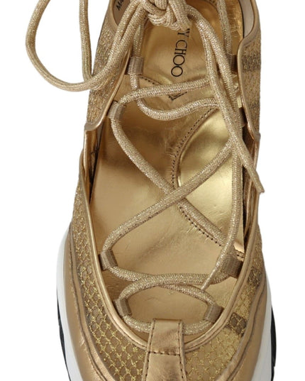 Jimmy Choo Golden Glamour Mesh Leather Sneakers