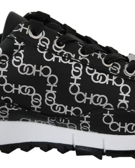 Jimmy Choo Elegant Black & Silver Leather Sneakers