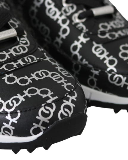 Jimmy Choo Elegant Black & Silver Leather Sneakers